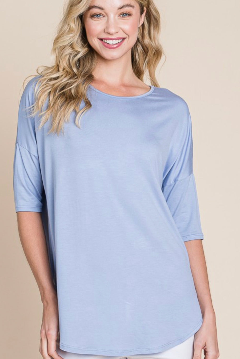 "Simple Statement" (blue) top