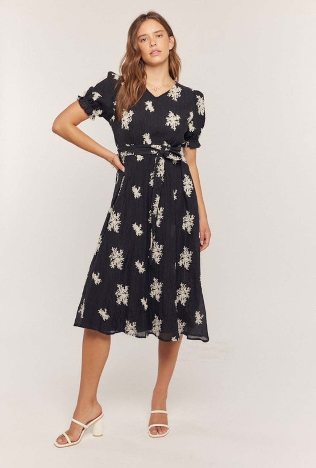 "Elegant in Embroidery" (black) Dress
