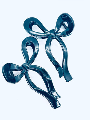 “Bow Era” (medium black glossy)  claw clip