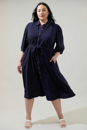 “Trendy In Linen” (navy) plus dress