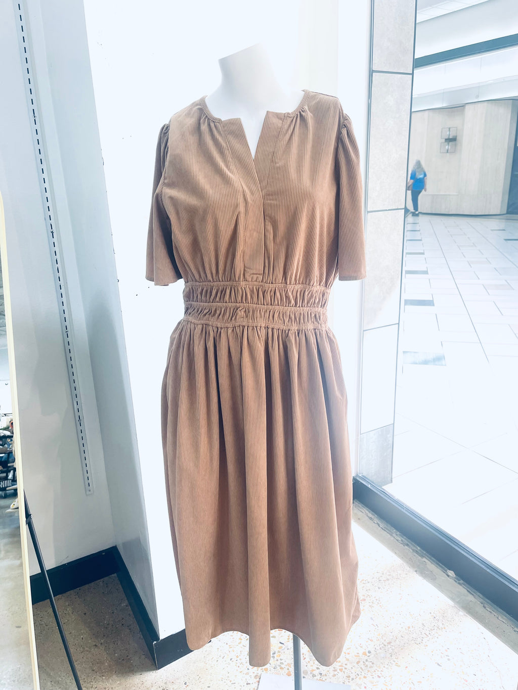 "Autumn Stroll" (taupe) dress