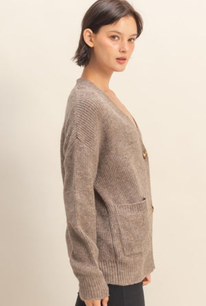 "Hazelnut Hugs" (dark taupe) cardigan