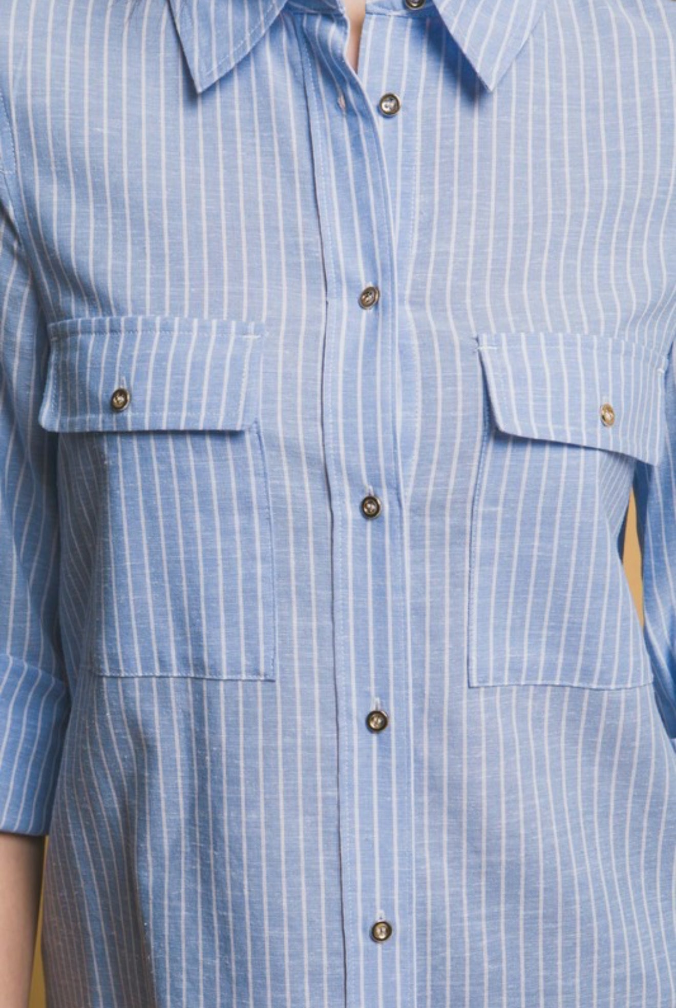 "Trip Over Seas" (blue) top
