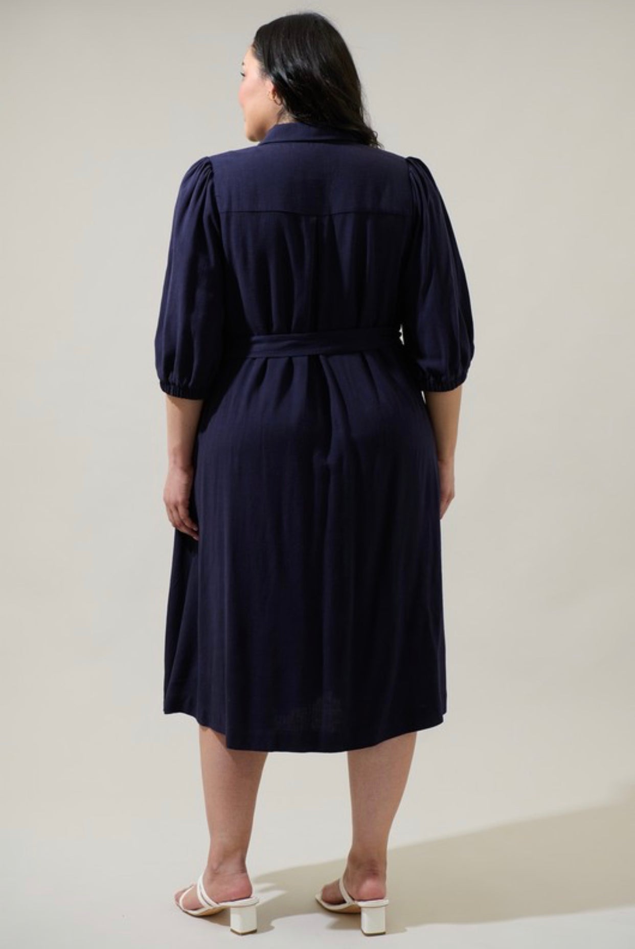 “Trendy In Linen” (navy) plus dress