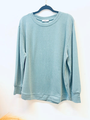 "Cozy Curve Appeal" (jade) top
