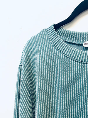 "Cozy Curve Appeal" (jade) top