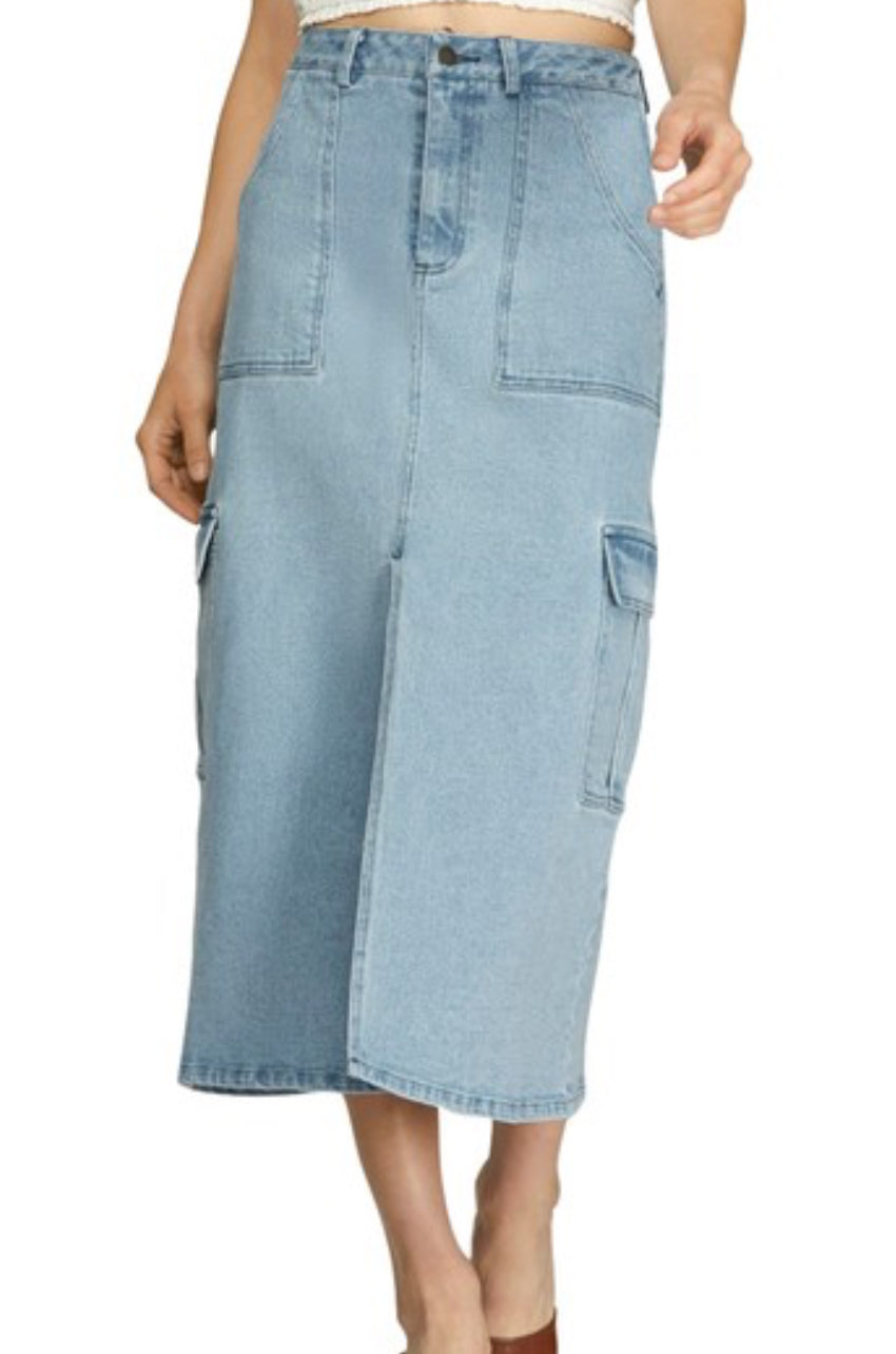 "Indigo Charm" denim skirt