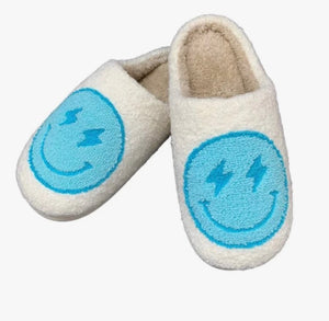 "Smiling Is The New Trend" (blue) house shoes