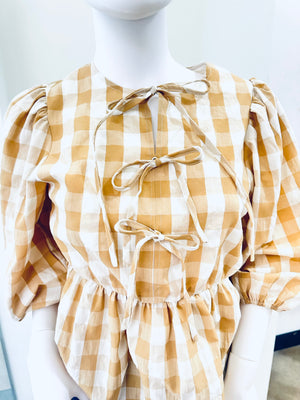 "Summer Gingham" (tan) top