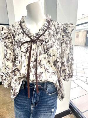 “Prairie Blossom” (brown) top