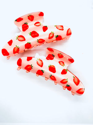 "Strawberries and Cream" claw clip