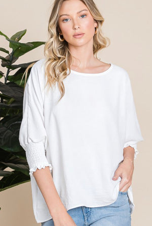 "Office Chats" (ivory) top