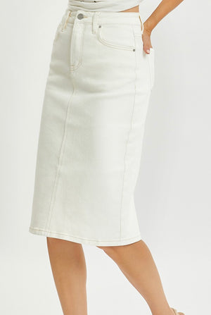 "Cream Wash" Risen denim skirt