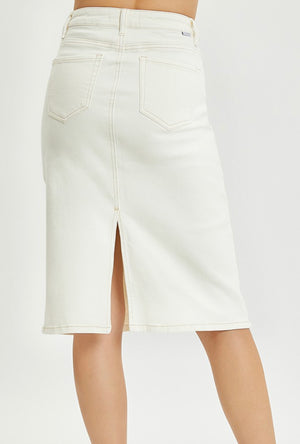 "Cream Wash" Risen denim skirt