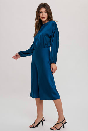 "Lovelier By The Hour" (deep sea blue) dress