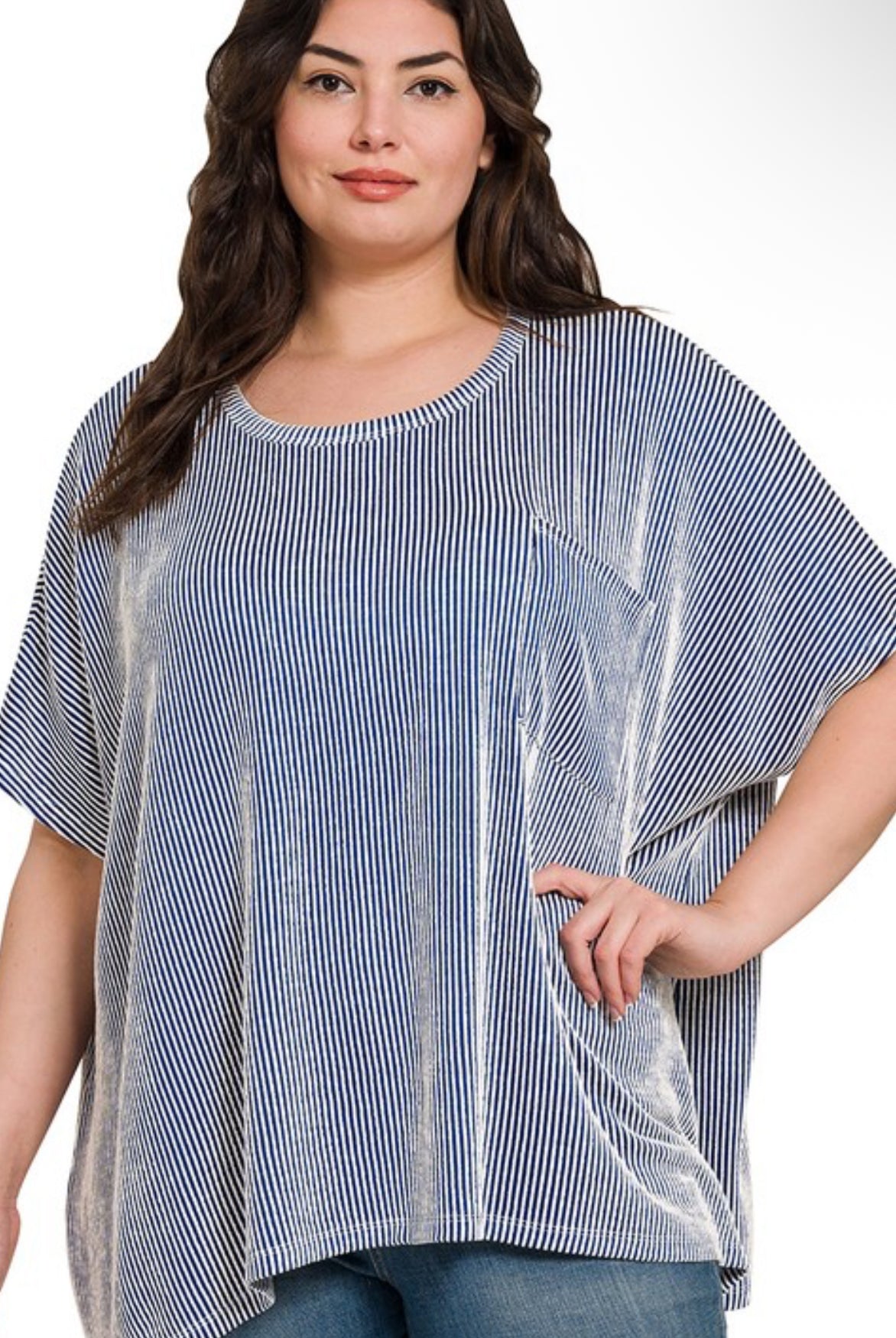 "Make Waves Not Ripples" (Lt navy) reg & plus top