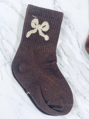 "Bow Comfort" (chocolate) kid socks