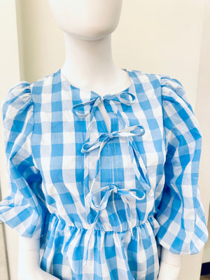 "Summer Gingham" (blue) top
