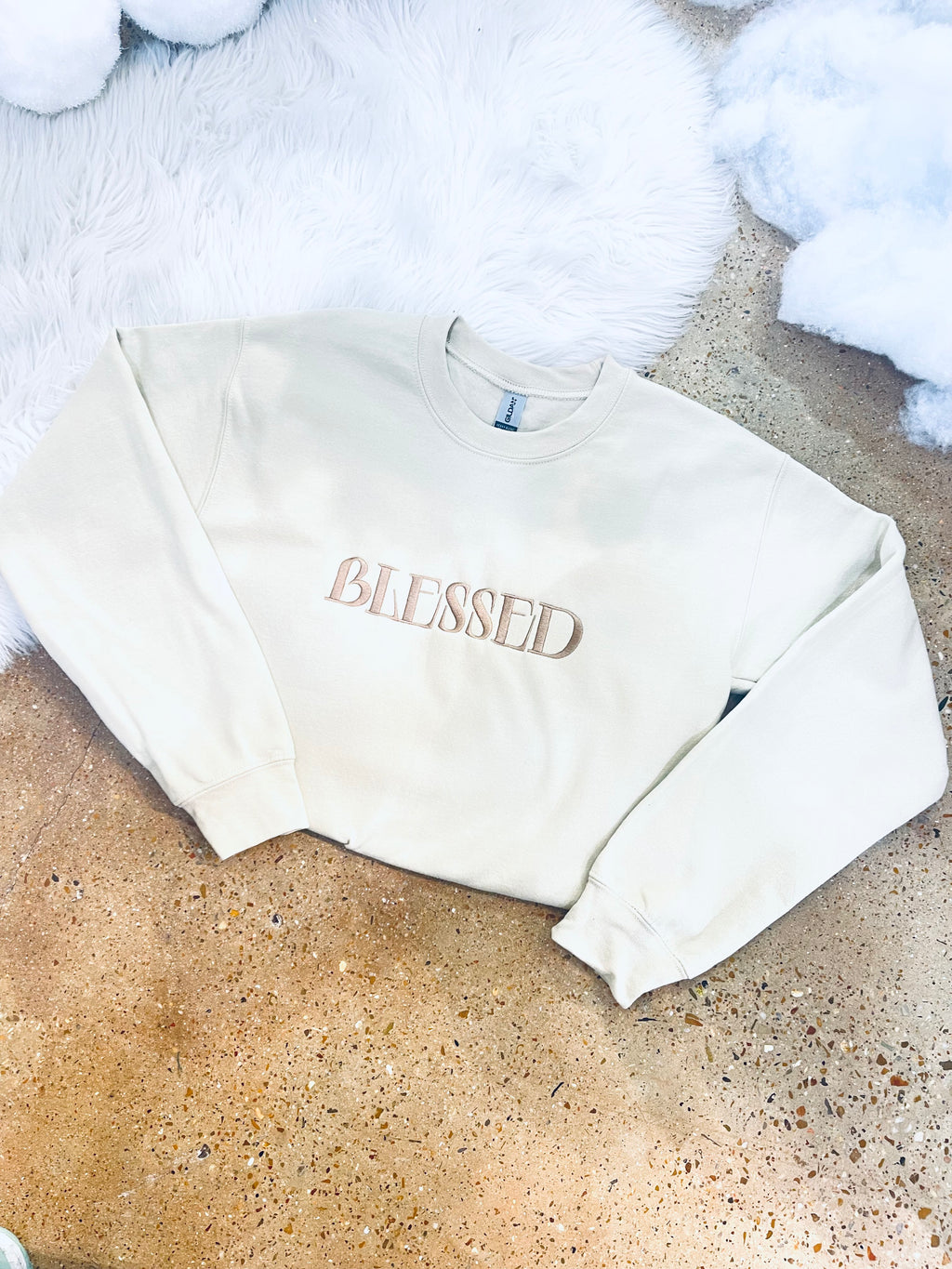 "Blessed & Cozy" (sand) sweatshirt