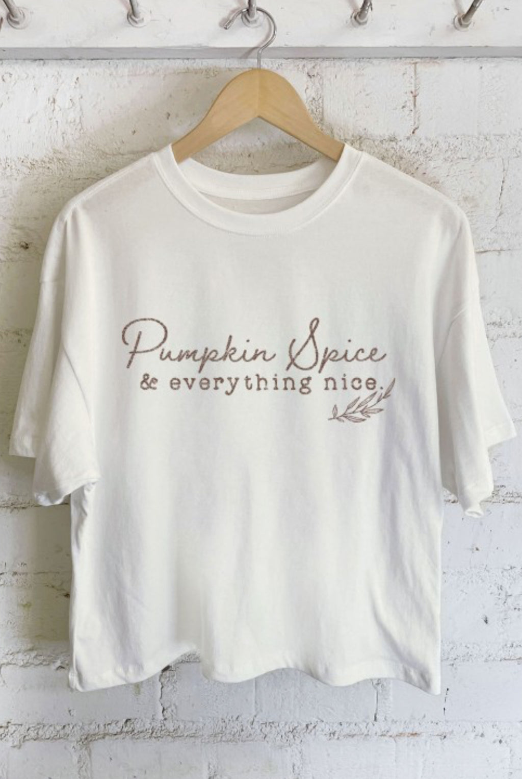 "Pumpkin Spice" long crop (natural) t-shirt