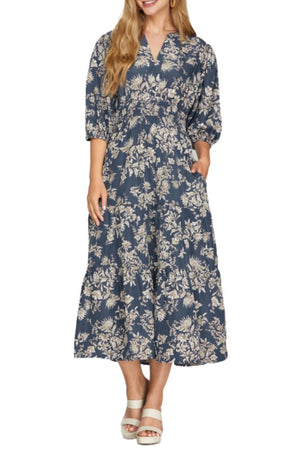 "Floral Reverie" (blue) dress