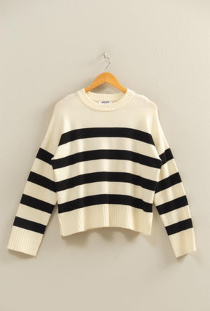 "Timeless Stipes" (Cream/Black) sweater