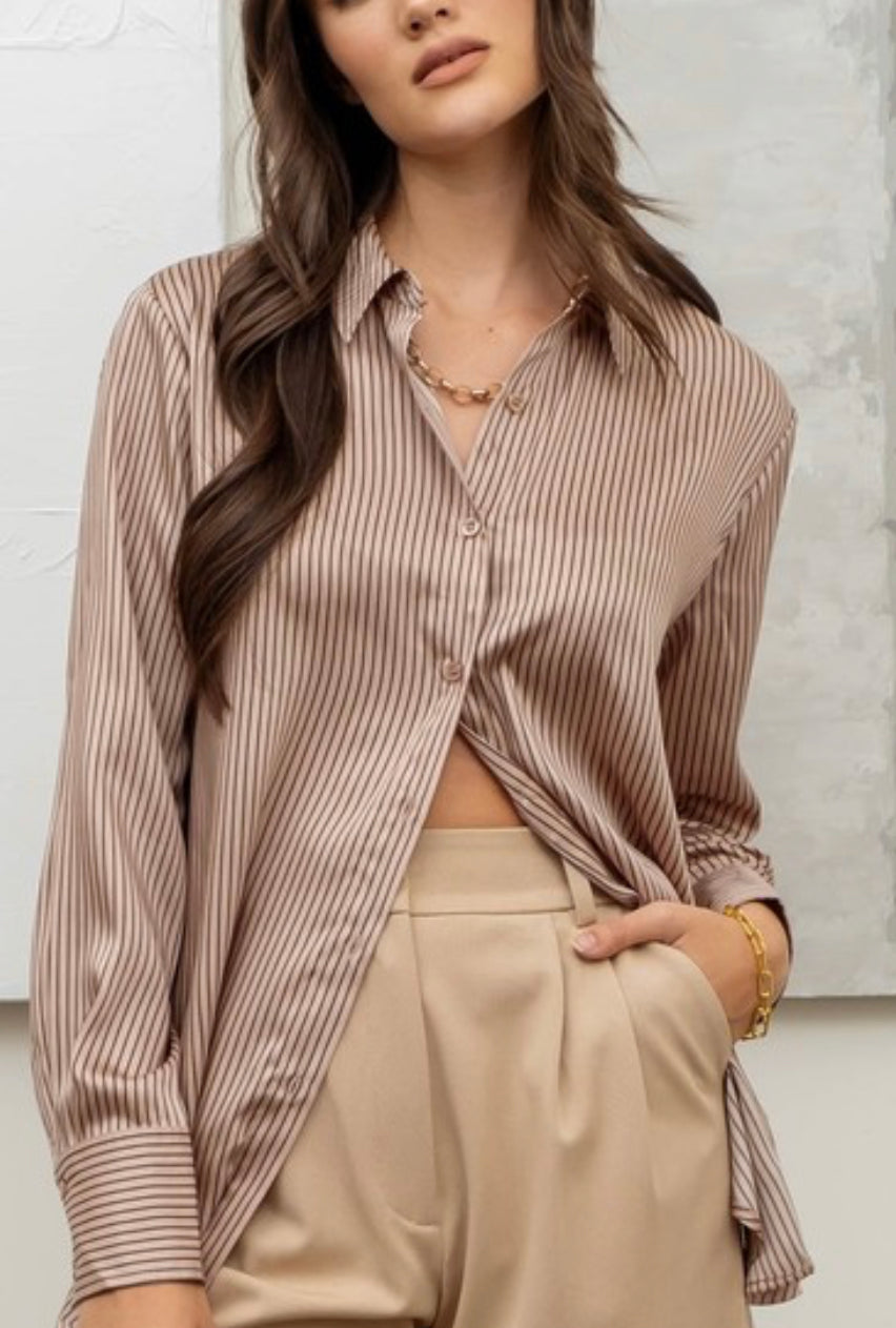 "Luxery Lines" (light mocha) top