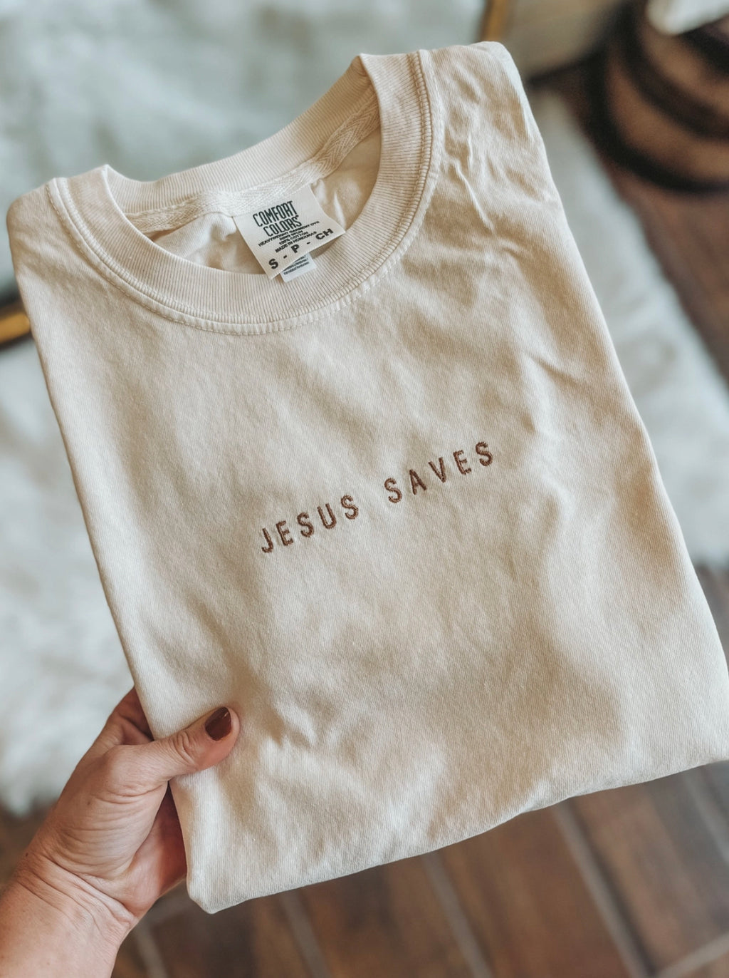 "Jesus Saves" (Ivory) Comfort Colors Tee