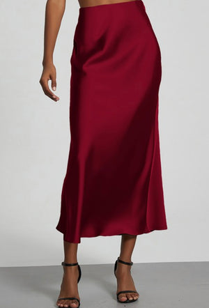 "Satin Elegance" (Red) Slip Skirt