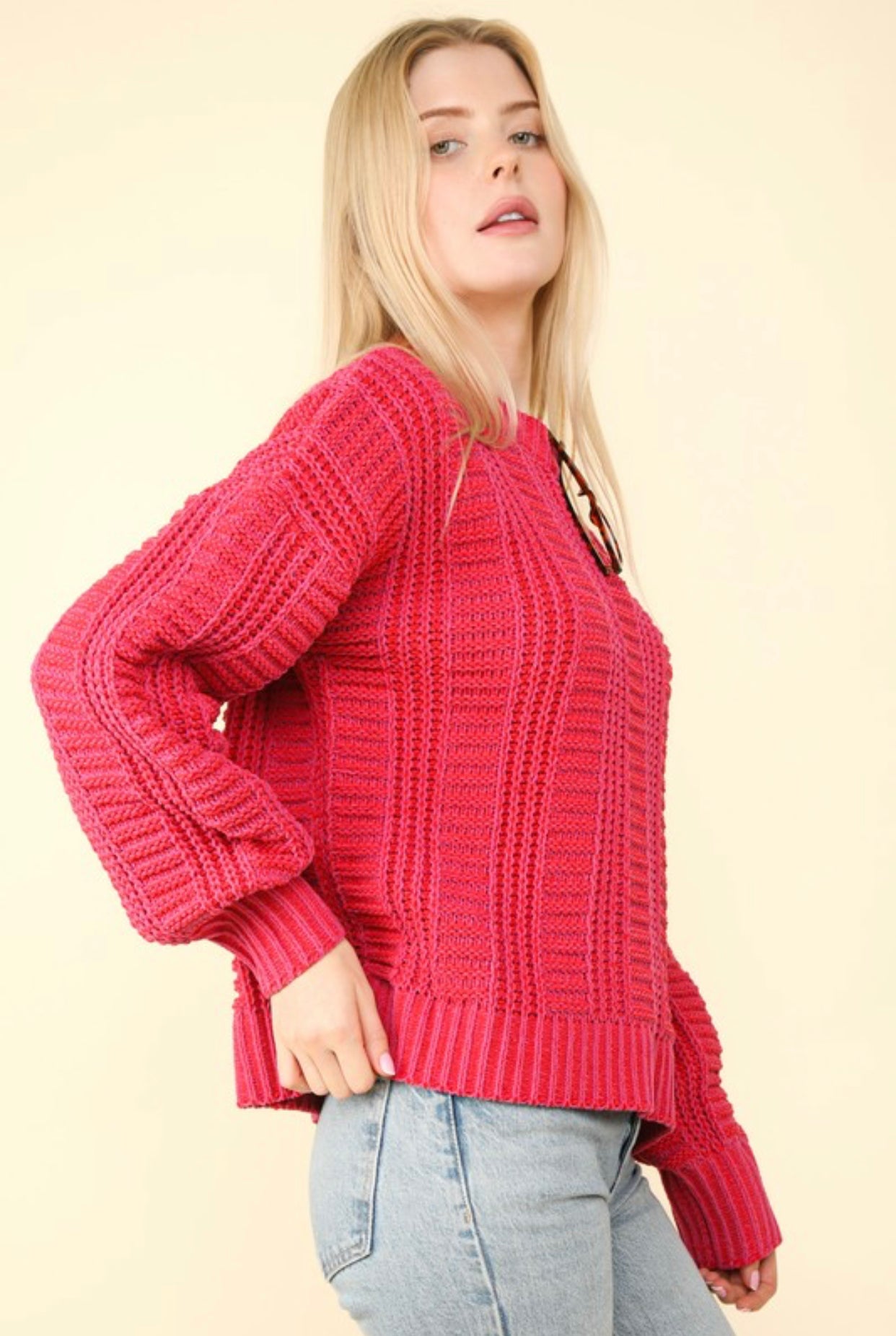 "Big Softie" (red/dark pink) sweater