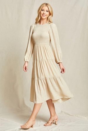 “In Total Agreement” (taupe) dress