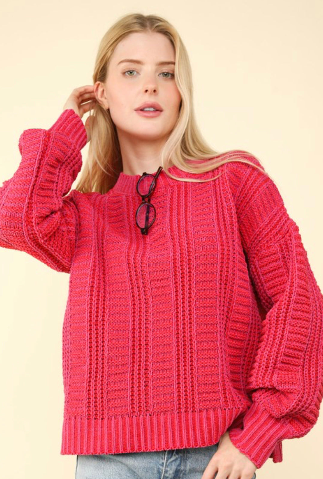 "Big Softie" (red/dark pink) sweater