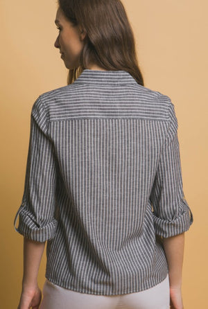 "Trip Over Seas" (black) top
