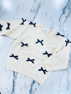 "Little Miss Loves Her Bows" girl sweater