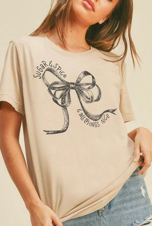 "Sugar & Spice" (tan) graphic t-shirt