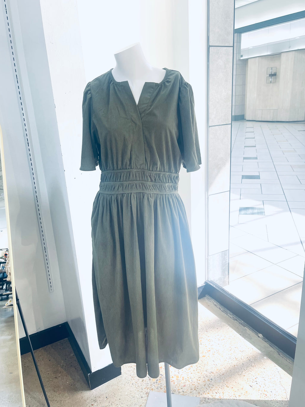 "Autumn Stroll" (olive) dress