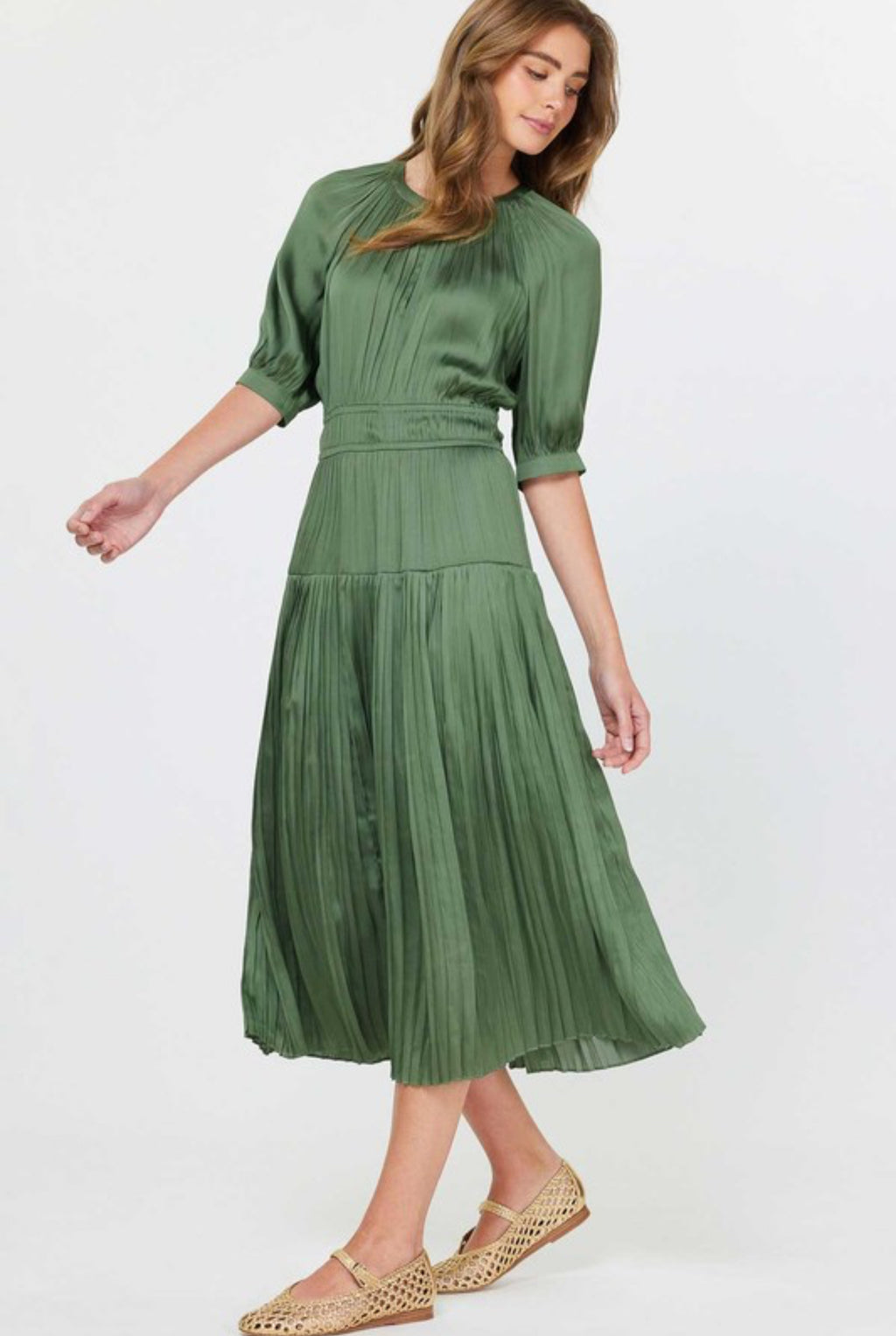“Luxury Awaits” (dusty green) dress