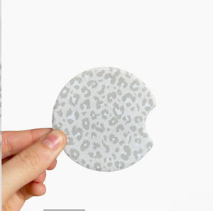 Leopard Car Coasters (white and gray)