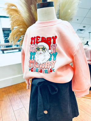 "Merry Santa" Little Girls Sweatshirt