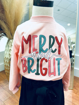 "Merry and Bright" Little Girls Sweatshirt