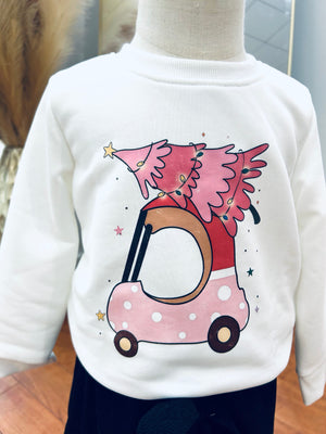 "Take Home A Christmas Tree" Baby Girls Sweatshirt