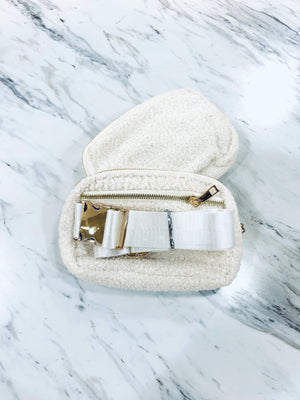 "Sherpa Sling" (ivory) crossbody purse