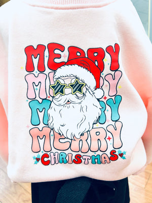 "Merry Santa" Little Girls Sweatshirt