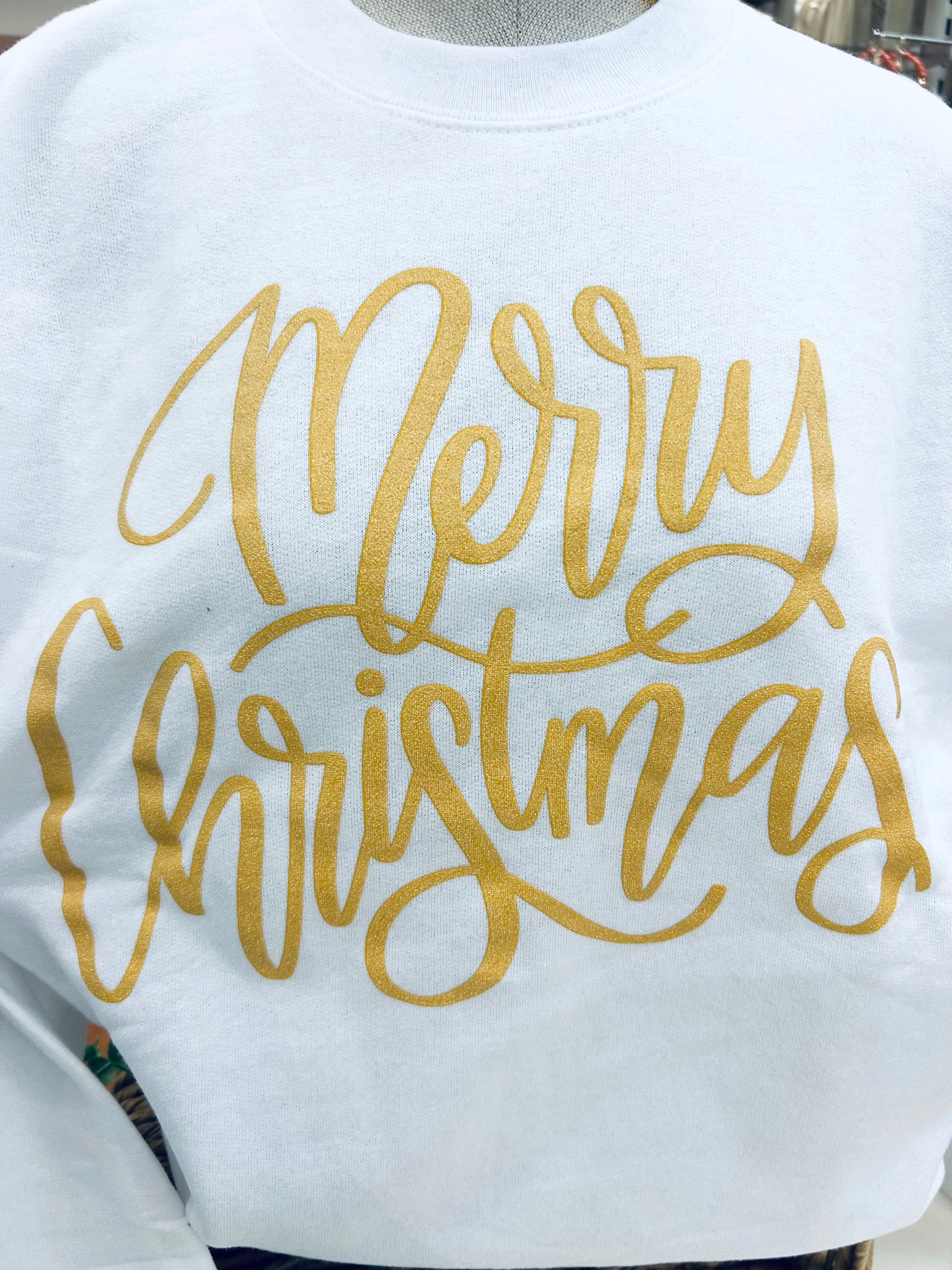 "Gold Merry Christmas" Hanes Sweatshirt