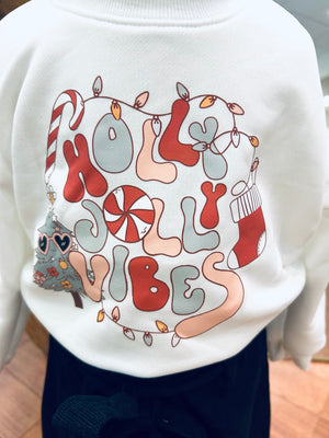 "Jolly Vibes" Little Girls Sweatshirt