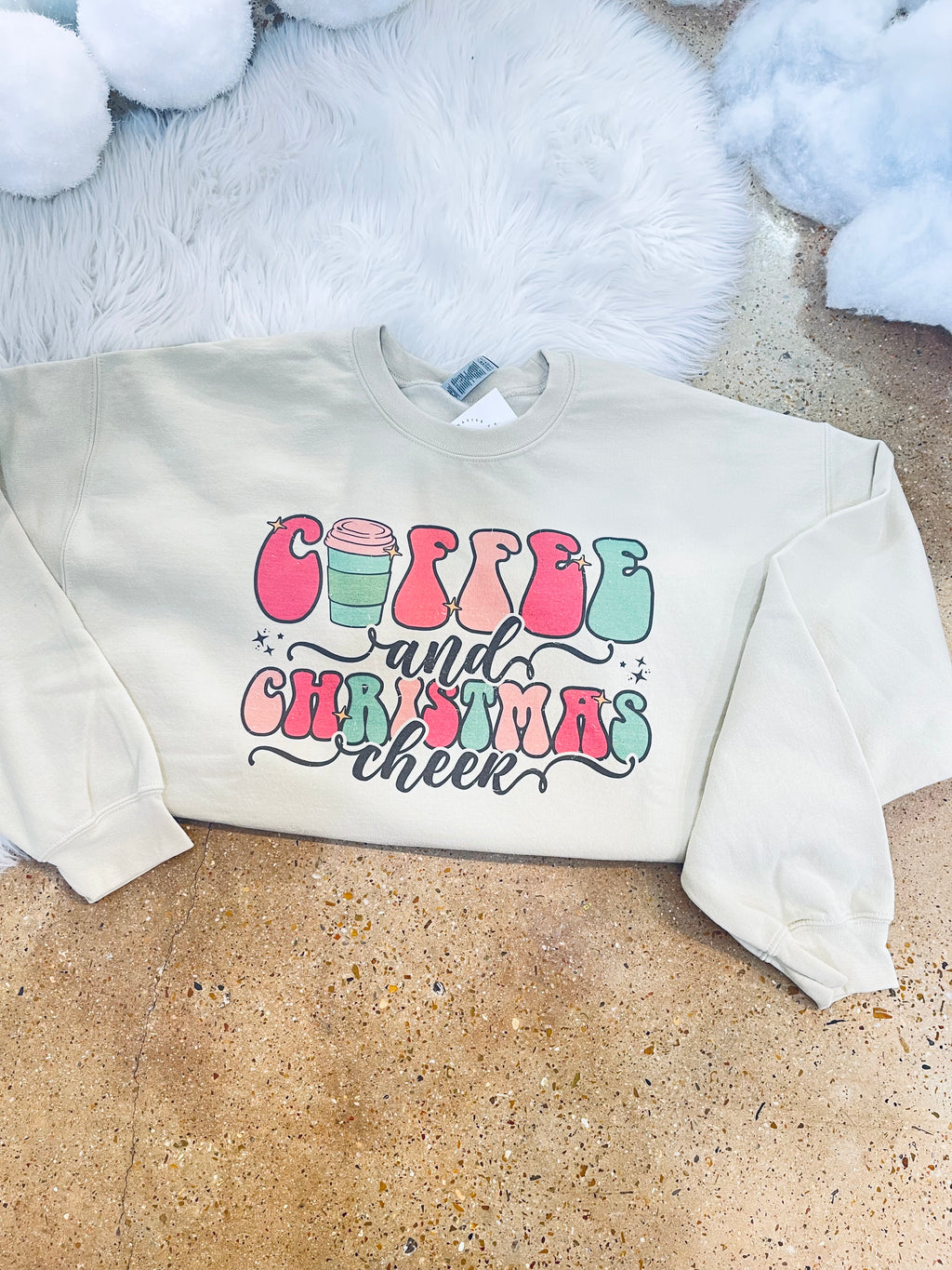 "Coffee and Christmas Cheer" plus sweatshirt