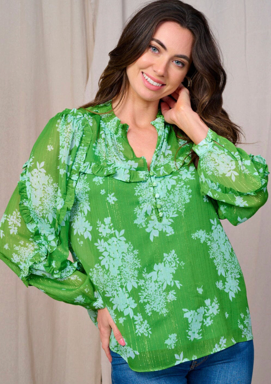 "Really into Ruffles" (Green) Top