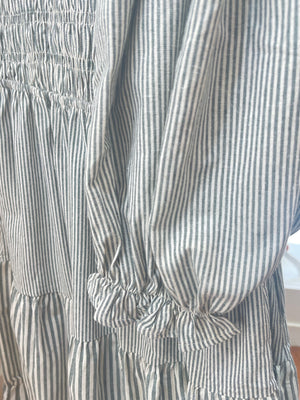 "Smocks And Stripes" (Olive) Dress