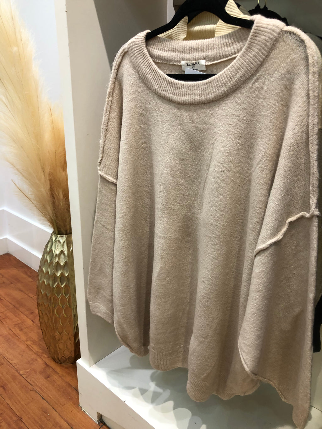 "Everyday Sweater" plus-size oatmeal sweater