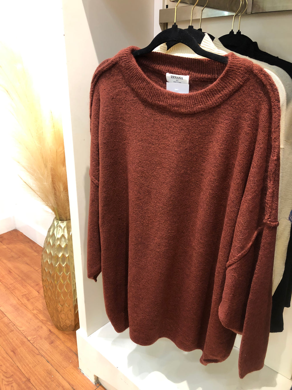 "Everyday Sweater" plus-size rust sweater